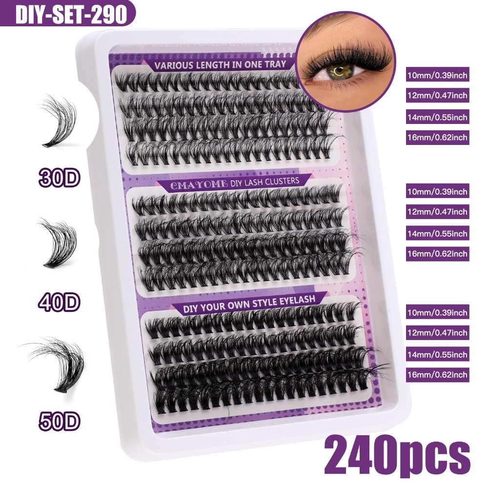 Eyelash Extension Cluster - 내추럴 룩 인조 속눈썹 위스피 스타일