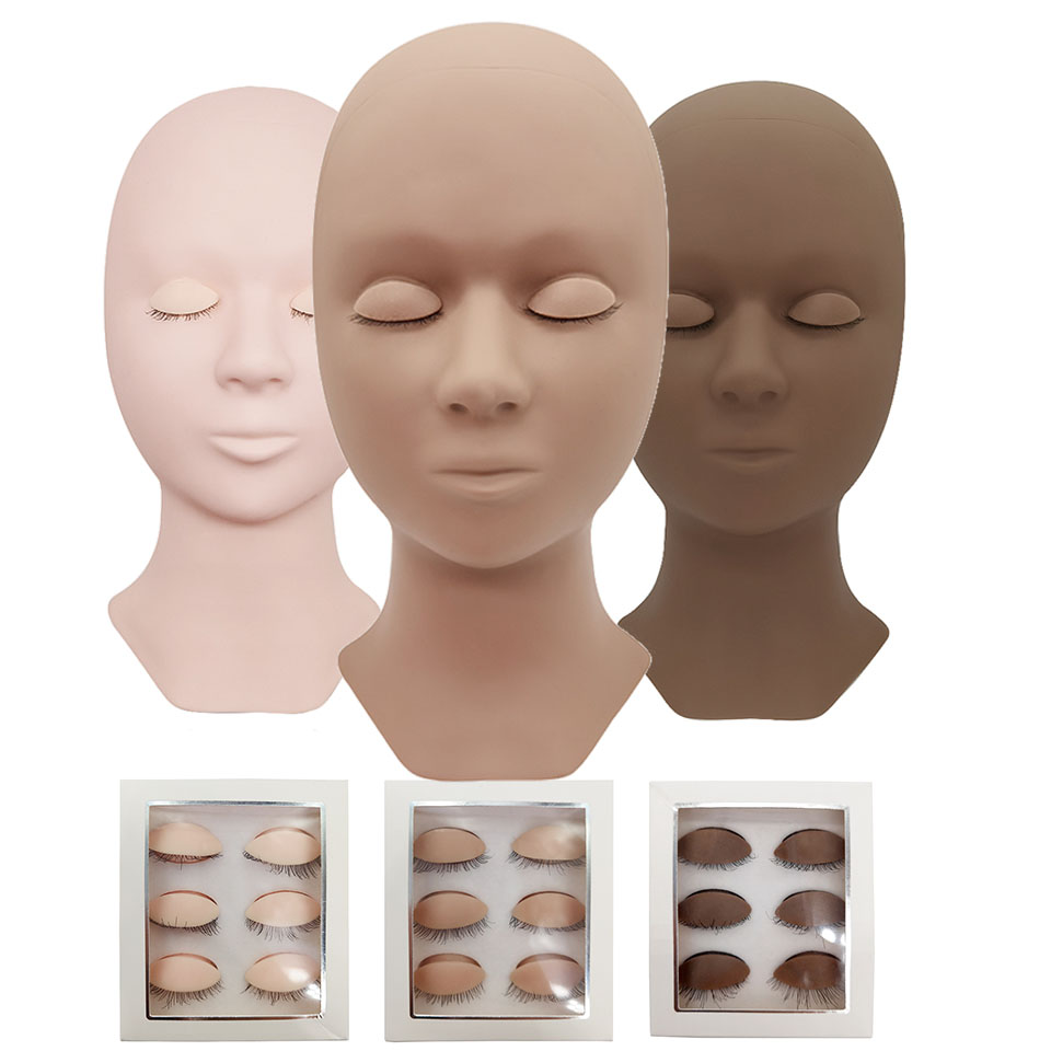 Eyelash Extension Model - 실리콘 헤드 트레이닝 마네킹, 탈착식 눈,