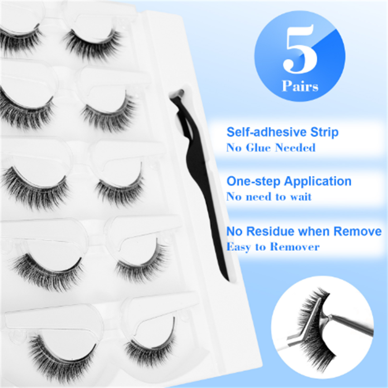 5쌍의 접착제가 필요 없는 인조 속눈썹, 온도에 민감한 - Sensitive Lash Glue 리뷰 및 가격