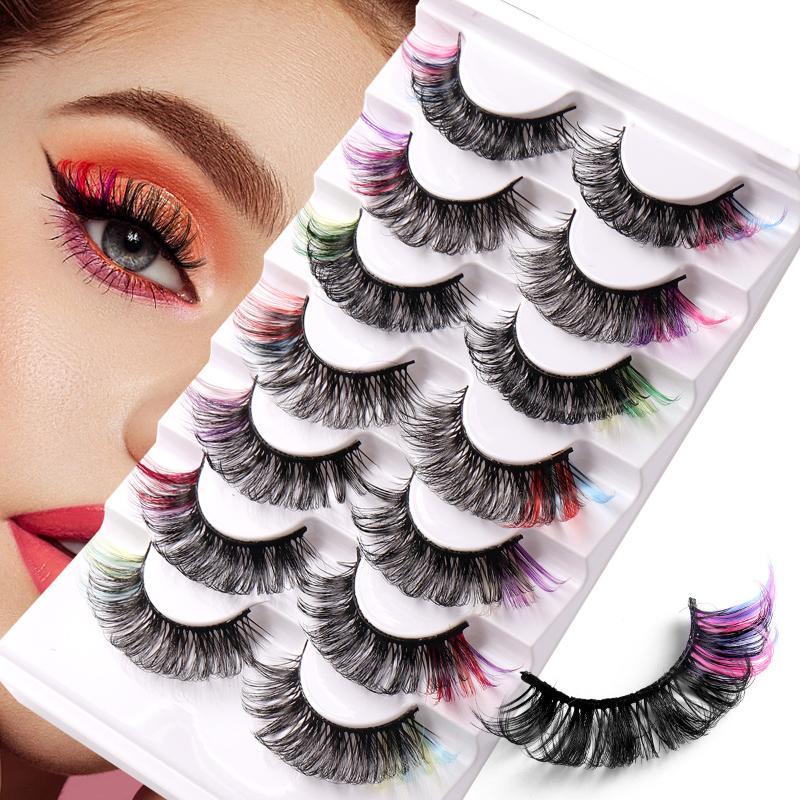 7쌍의 화려한 컬러 인조 속눈썹 3D 밍크 컬러 DD  - Eyelash Extension Cluster 리뷰 및 가격