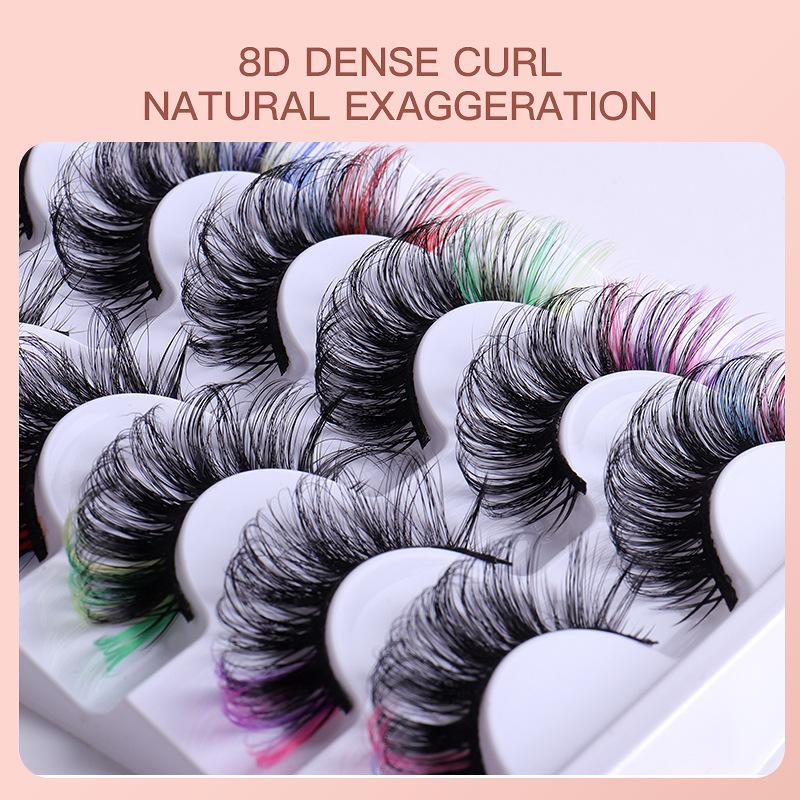 7쌍의 화려한 컬러 인조 속눈썹 3D 밍크 컬러 DD  - Eyelash Extension Cluster 리뷰 및 가격