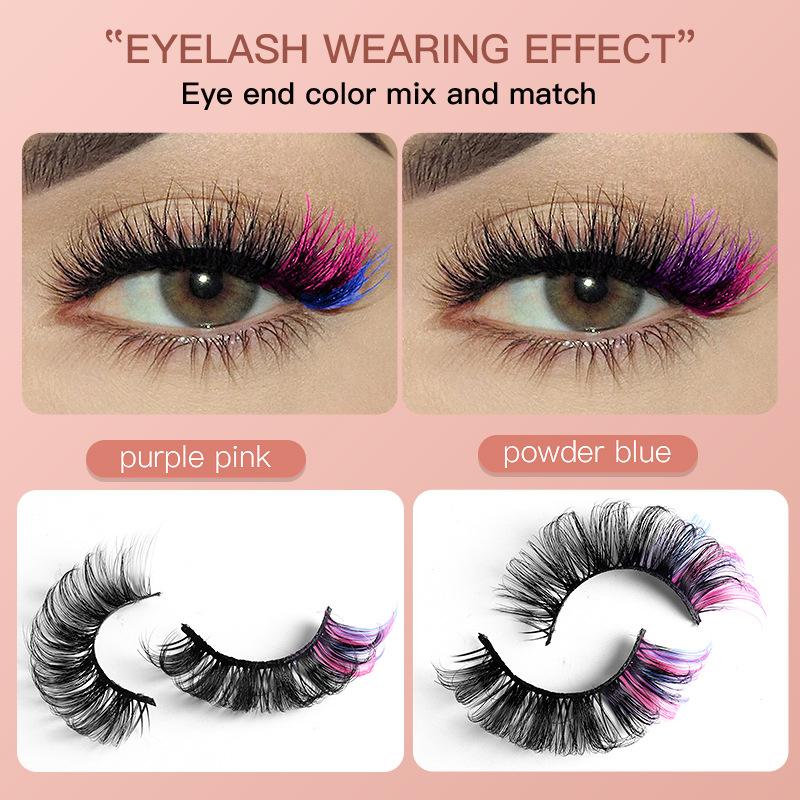 7쌍의 화려한 컬러 인조 속눈썹 3D 밍크 컬러 DD  - Eyelash Extension Cluster 리뷰 및 가격