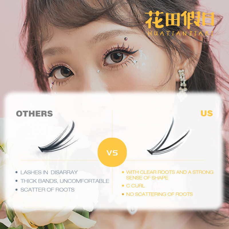 EASITENSION-소녀 그룹 V 모양 클러스터 속눈 - Eyelash Extension For Big Eyes 리뷰 및 가격