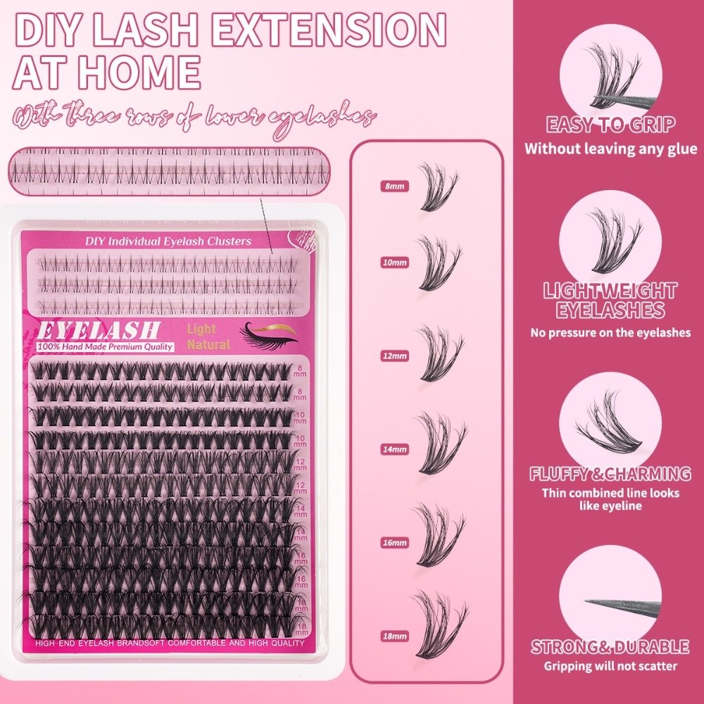 8-18mm 길이의 자연스러운 속눈썹, 가벼운 스타일  - Eyelash Extension Cluster 리뷰 및 가격